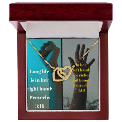 Ike Mens Collage Proverbs Jewelry Interlocking Hearts Necklace