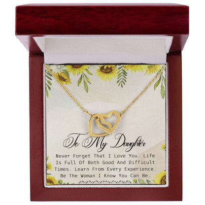 To My Daughter Interlocking Hearts Necklace Message Card