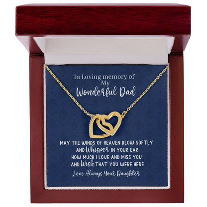 Dad Remembrance - 2 Hearts Necklace - Love Daughter Interlocking Hearts Necklace