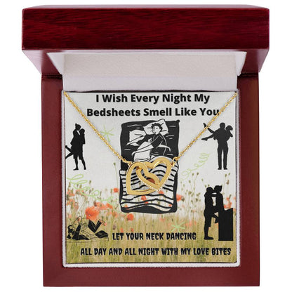I Wish Every Night My Bedsheets Smell Like You - Gift For Future Wife Interlocking Hearts Necklace