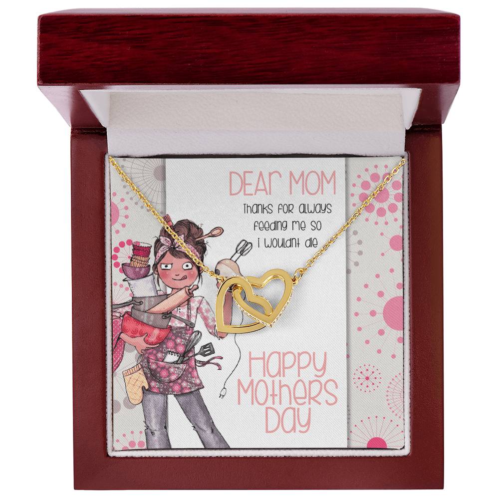 Thanks For Feeding Me Mothers Day Linked Hearts Necklace Interlocking Hearts Necklace