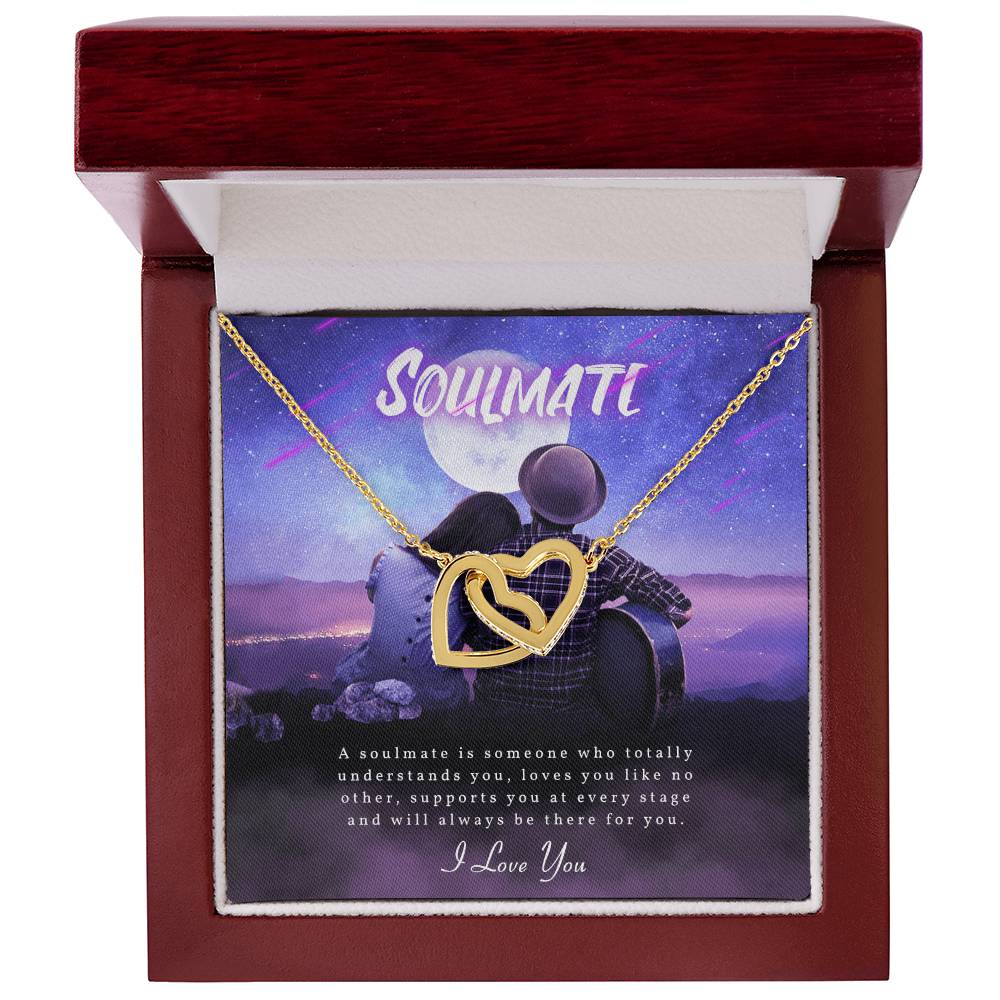 To My Soulmate - Silver Love Knot Necklace Interlocking Hearts Necklace