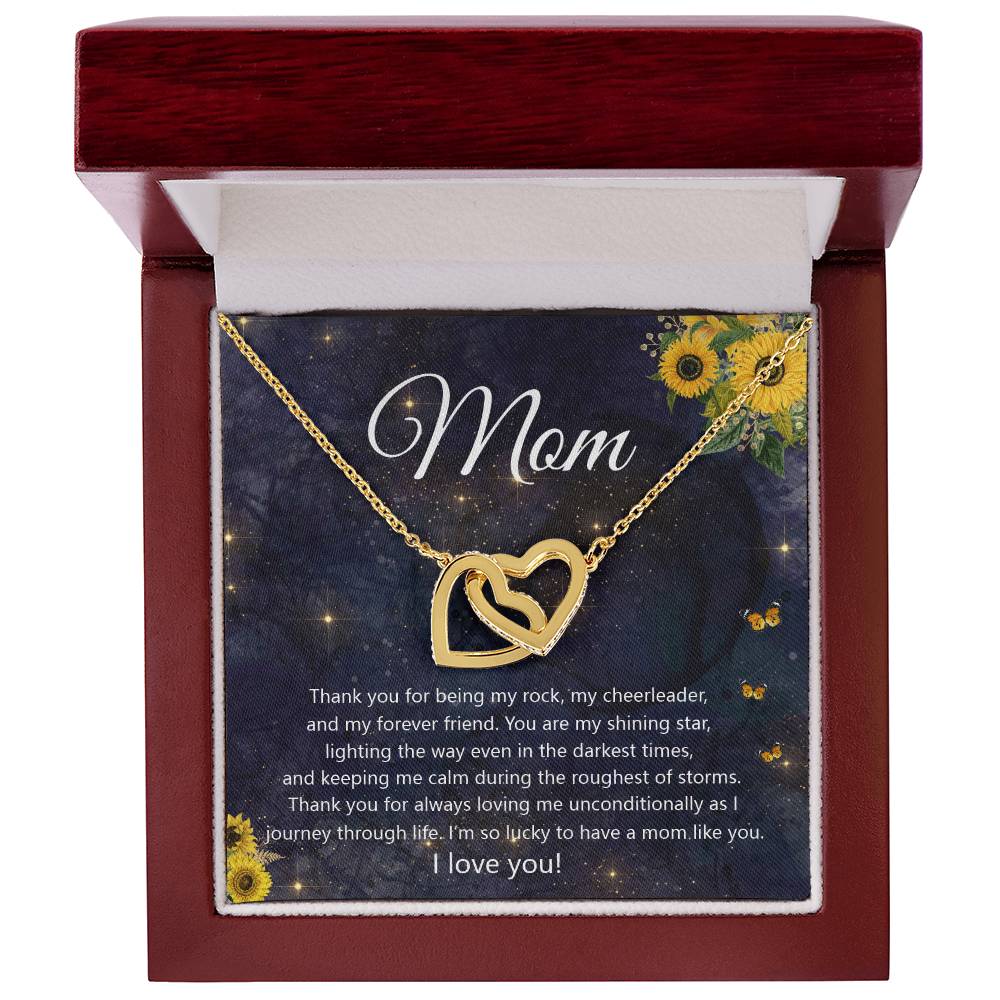 Thank You Mom Interlocking Hearts Necklace