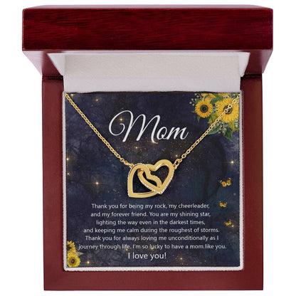 Thank You Mom Interlocking Hearts Necklace
