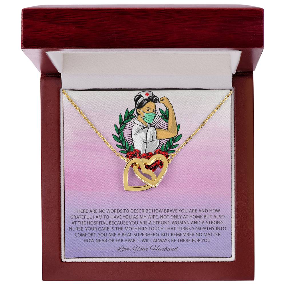 To My Beautiful Nurse Interlocking Hearts Necklace