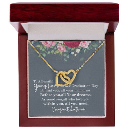 To My Amazing Daughter- Mom Love You - Mother Love For Daughter Interlocking Hearts Necklace