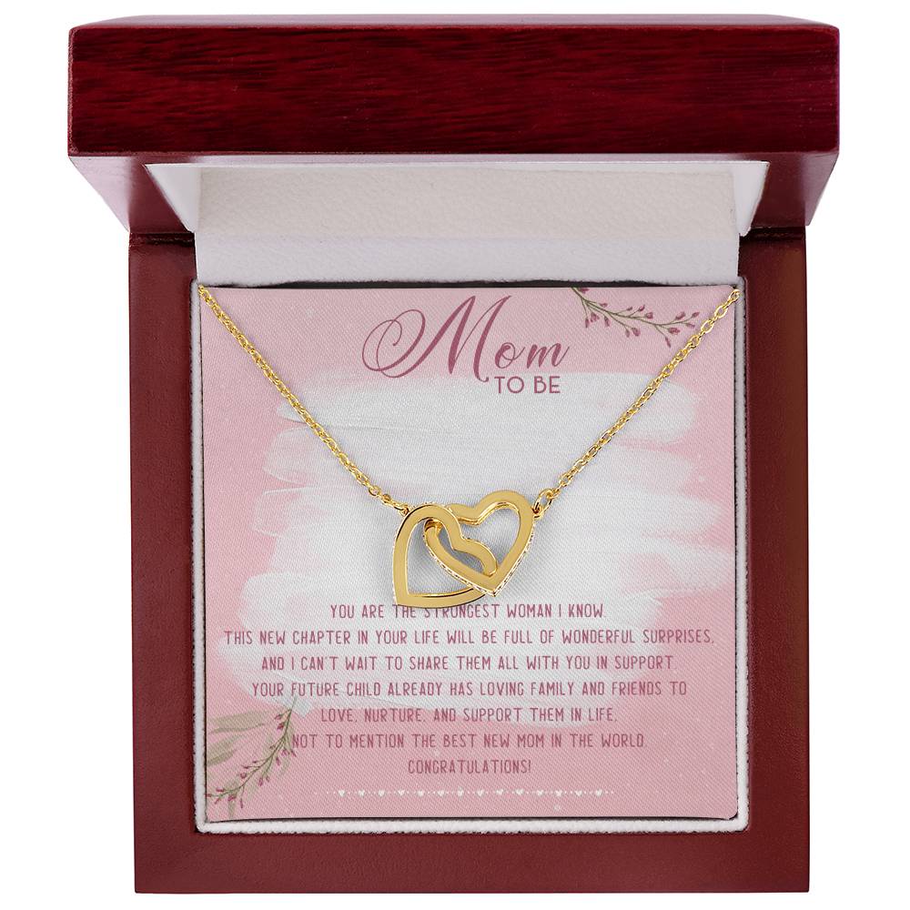 Mom To Be Interlocking Hearts Necklace Message Card