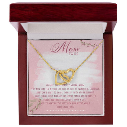 Mom To Be Interlocking Hearts Necklace Message Card