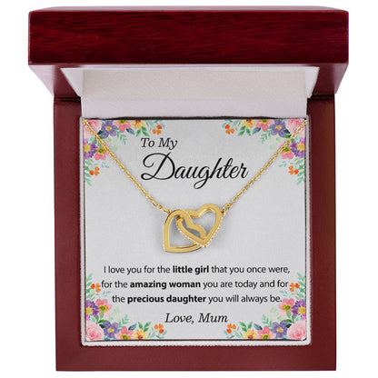 To My Daughter Necklace From Mom - Mother Daughter Necklace Set Of Interlocking Hearts Necklace