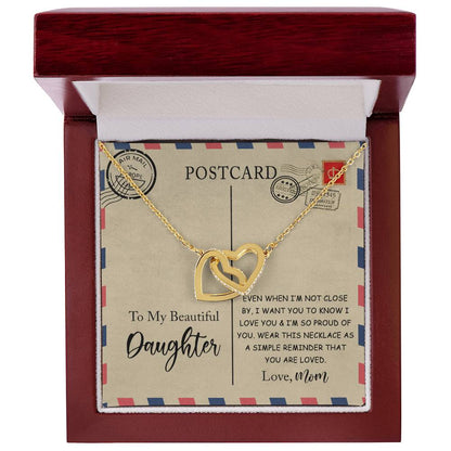 Gift For Daughter A Postcard Card Interlocking Hearts Necklace