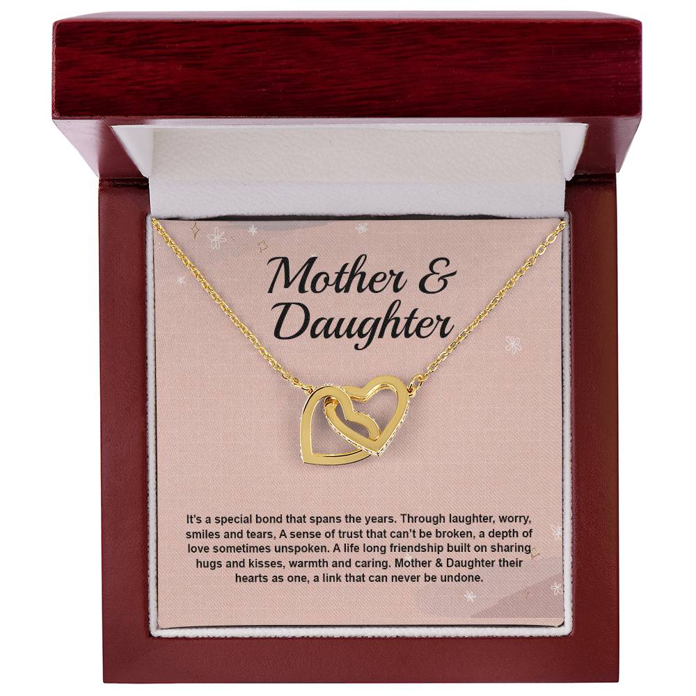 Mother Daughter It'S A Special Bond That Spans The Years Interlocking Hearts Necklace