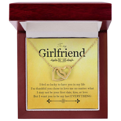 To My Girlfriend - Love Card And Necklace K Interlocking Hearts Necklace