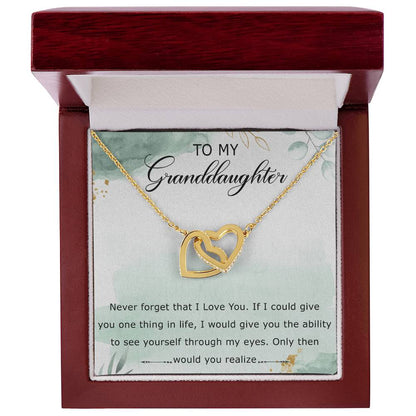 To My Granddaughter Interlocking Hearts Necklace Message Card