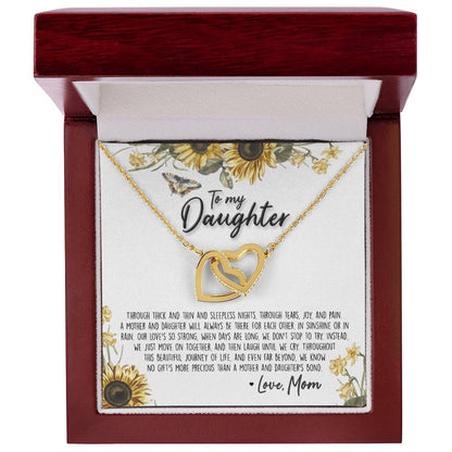 A Mother & Daughter'S Bond - Necklace With Message Card Interlocking Hearts Necklace
