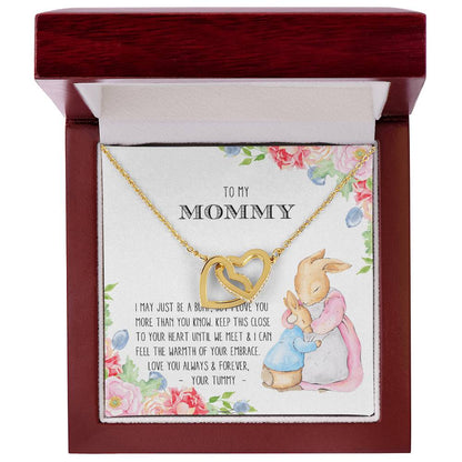 To My Mommy - Expecting Mom Heart Necklace Interlocking Hearts Necklace