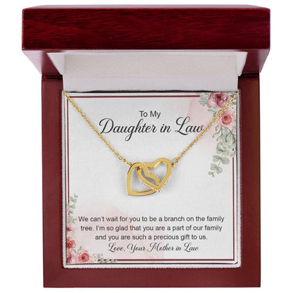 To My Crazy Daughter In Law - Mother Love For Daughter - Forever Relation Interlocking Hearts Necklace