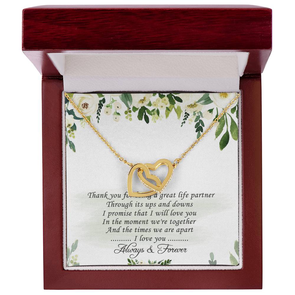 To My Love Interlocking Hearts Necklace Message Card