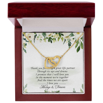To My Love Interlocking Hearts Necklace Message Card