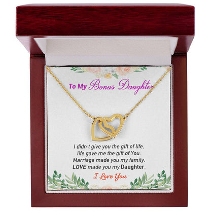 Love My Bonus Daughter Interlocking Hearts Necklace