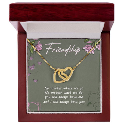 Friendship Interlocking Hearts Necklace Message Card