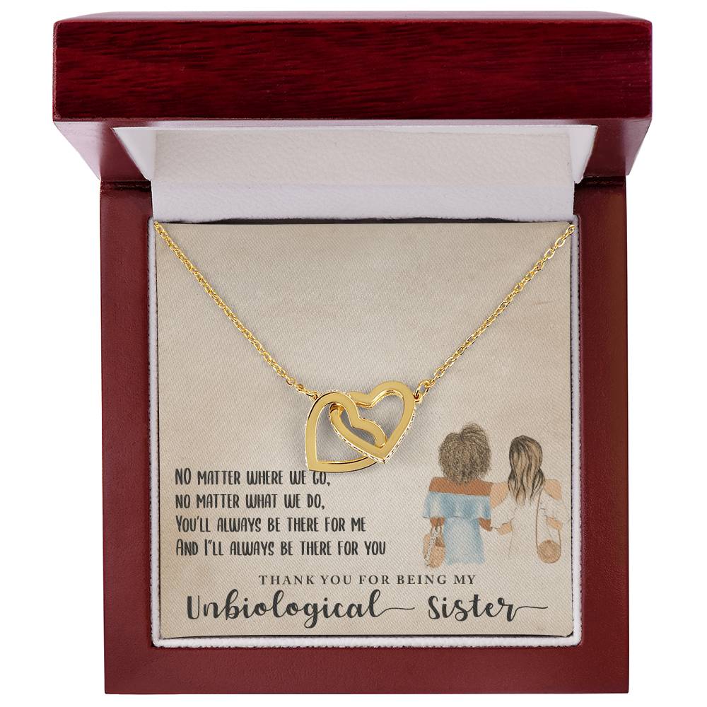 Unbiological Sister Necklace Best Friend Forever Bff Interlocking Hearts Necklace