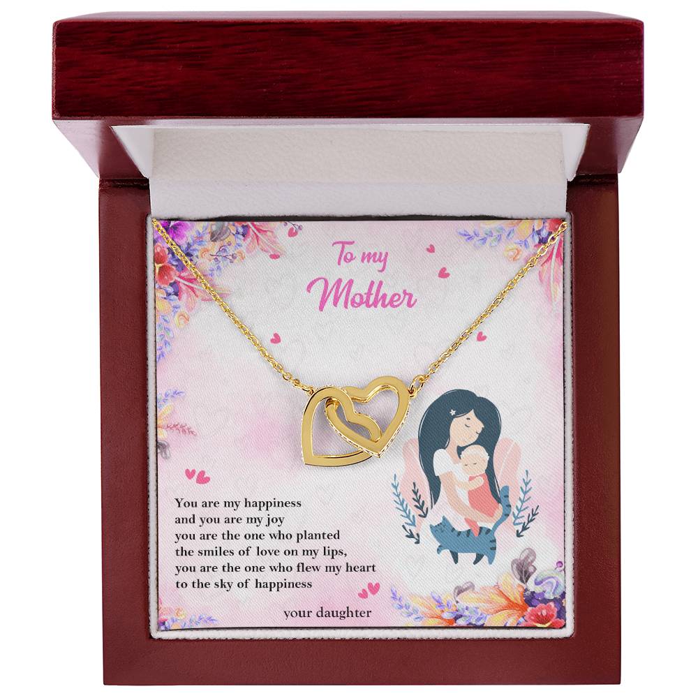 To My Mother - Two Hearts Interlocking Hearts Necklace