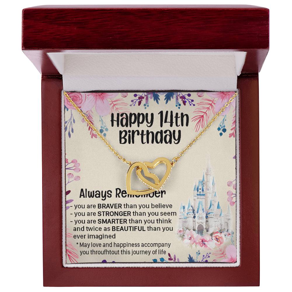 Happy 14Th Birthday Gift For Daughter Gift For 14 Years Old Birthday Teen Girl Daughter Necklace Gift Interlocking Hearts Necklace