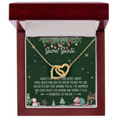 Secret Santa Interlocking Hearts Necklace Message Card