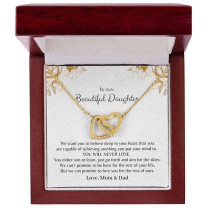 To My Daughter - Premium Interlocking Heart Cube - So2 Interlocking Hearts Necklace