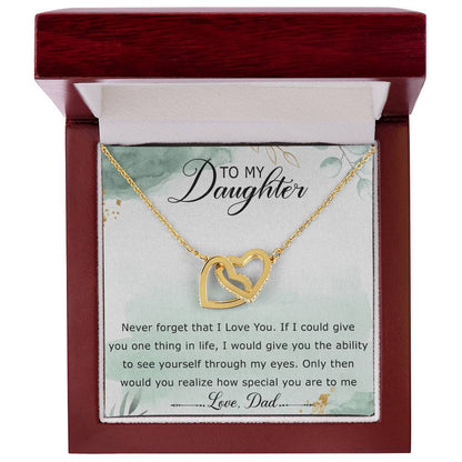 To My Daughter Interlocking Hearts Necklace Message Card