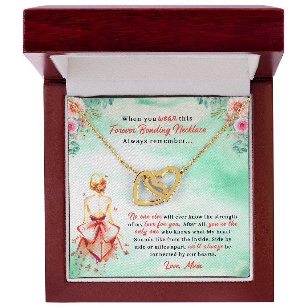 To My Daughter - Unique Heart Bonding Necklace Gift Set Interlocking Hearts Necklace