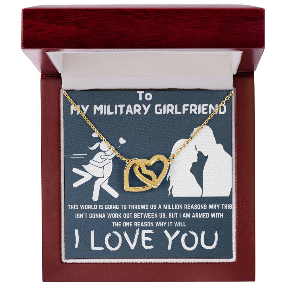 Gift For Military Girlfriend Interlocking Hearts Necklace