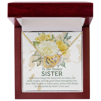 Sister Gift Idea Hearts Necklace For Sister Birthday Gift From Sister Sisters Jewelry Gift With Message Card Interlocking Hearts Necklace