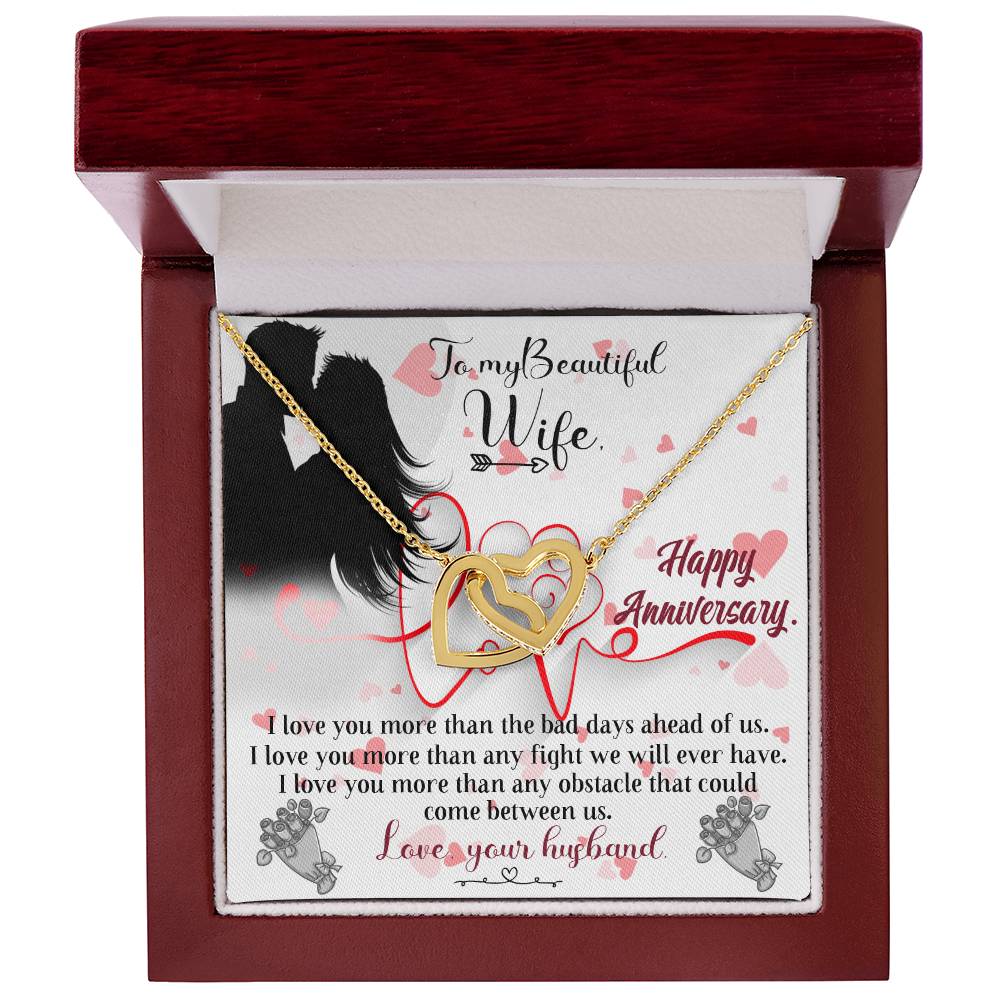 Love Birthday To My Beautiful Wife. Interlocking Hearts Necklace