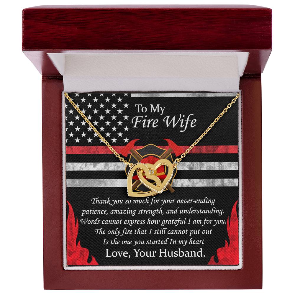To My Fire Wife Interlocking Hearts Necklace