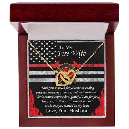 To My Fire Wife Interlocking Hearts Necklace