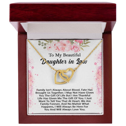 To My Beautiful Daughter In Law Hearts Necklace - Perfect Gift Interlocking Hearts Necklace