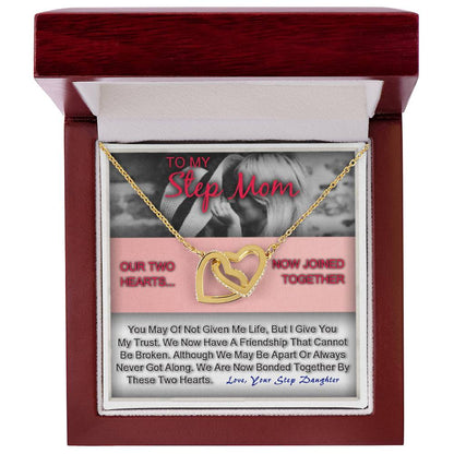 Step Mom Gift For Her To My Bonus Mother Heart Necklace Interlocking Hearts Necklace