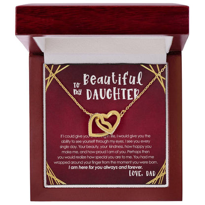 To My Beautiful Daughter Interlocking Hearts Necklace