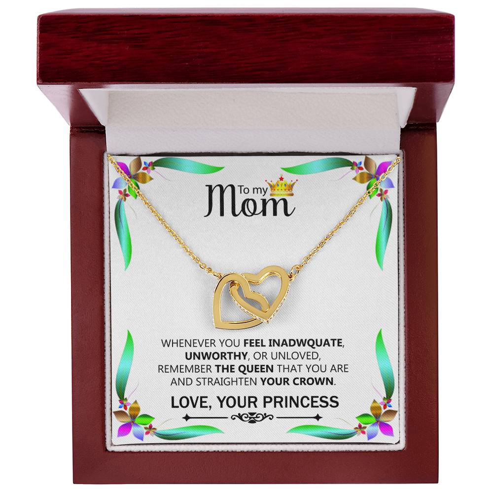 To My Mom Double Hearts Beautyfull Necklace Gift For Mom Mom Gift From Daughter. Interlocking Hearts Necklace