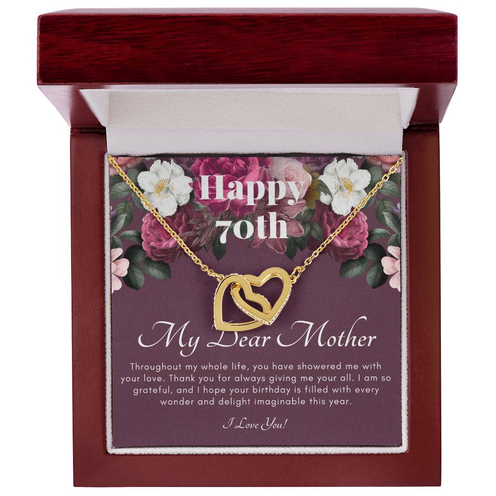 Mother'S 70Th Birthday Gift Gift For Mom On Her Birthday Gift For Mom From Daughter & Son Mom Necklace Best Mom Gift Message Card Interlocking Hearts Necklace