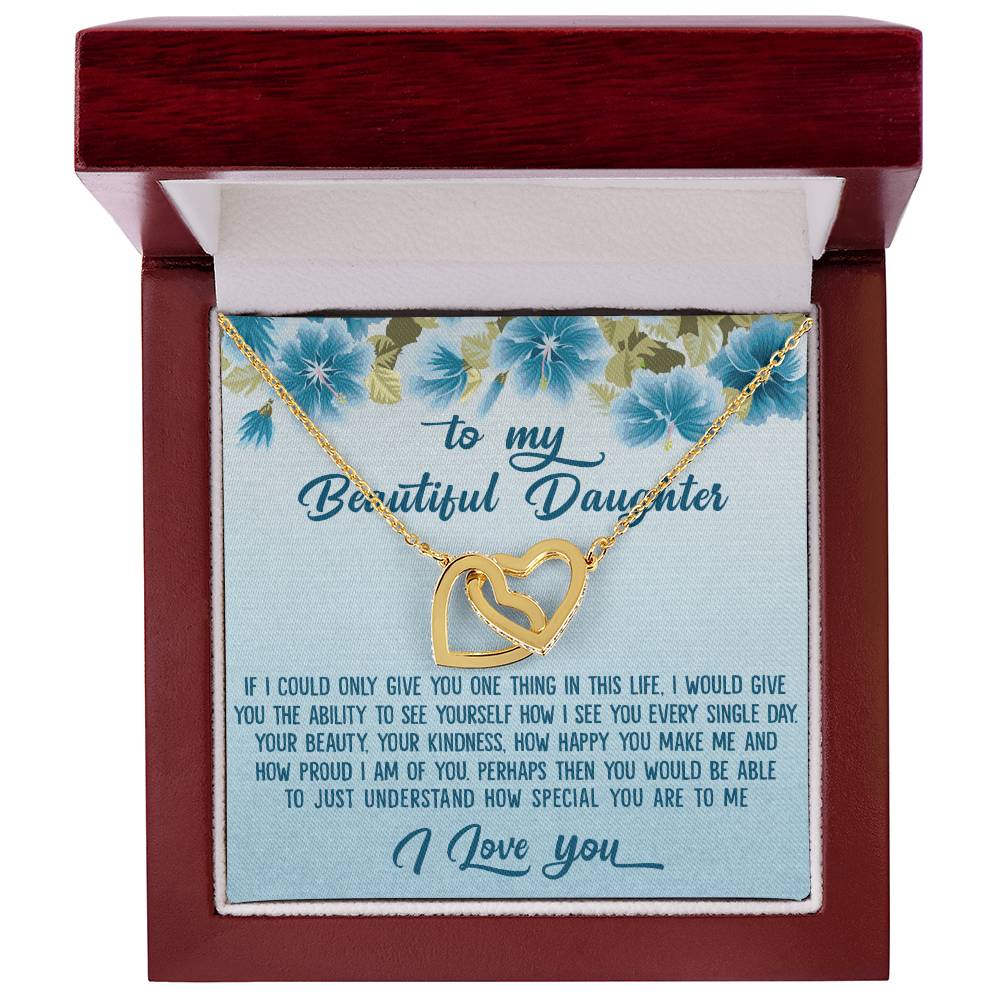 To My Beautiful Daughter Dad To Daughter Gift Interlocking Hearts Necklace