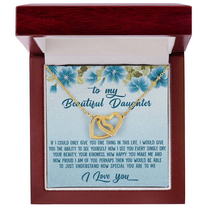 To My Beautiful Daughter Dad To Daughter Gift Interlocking Hearts Necklace
