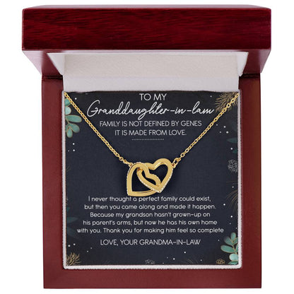 To My Granddaughter-In-Law Interlocking Hearts Necklace Message Card