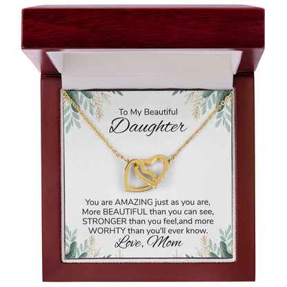 To My Daughter Necklace Gift From Mom Mothers Day Gift For Daughter From Mother Sentimental Jewelry Gifts For Daughter From Mom Interlocking Hearts Necklace