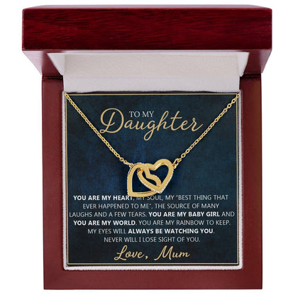 To My Daughter - You Are My Everything Unique Interlocking Heart Necklace Gift Set Interlocking Hearts Necklace