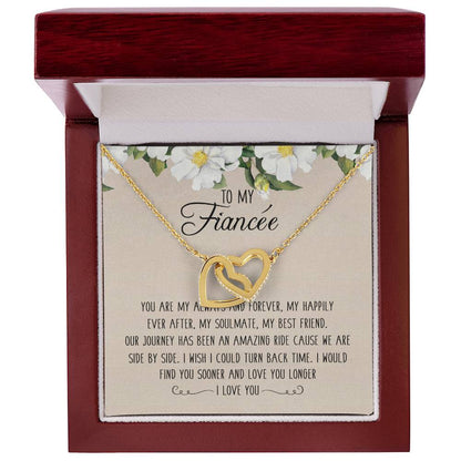To My Fiancée Interlocking Hearts Necklace Message Card