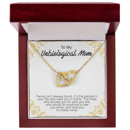 To My Unbiological Mom - Interlocking Hearts Premium Lovecube Interlocking Hearts Necklace