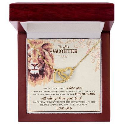 To My Daughter - This Old Lion - Necklace Interlocking Hearts Necklace