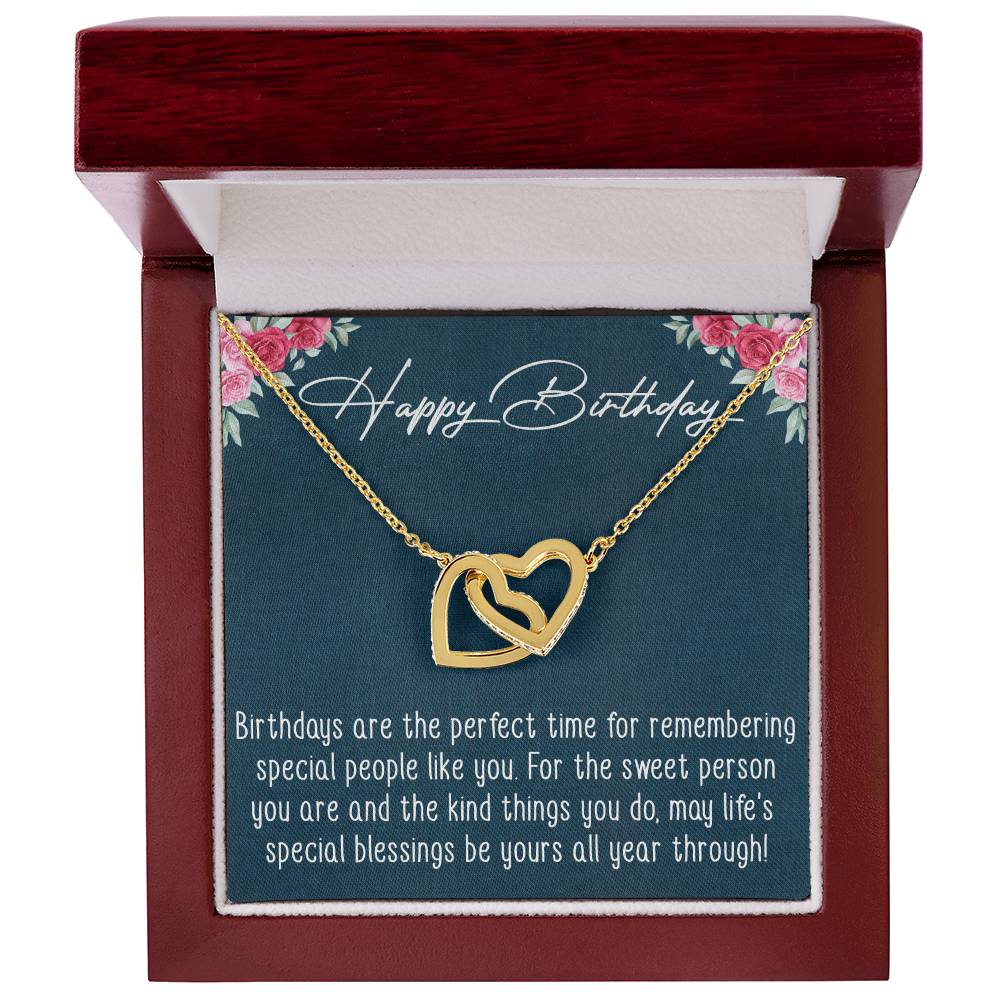 Happy Birthday Interlocking Hearts Necklace Message Card